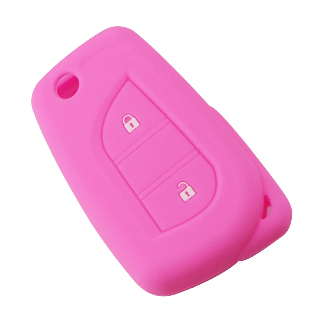 Funda de goma de silicona para llave de coche, Protector Fob para Toyota Aygo, Yaris, Highlander, Camry, RAV4, 2 botones