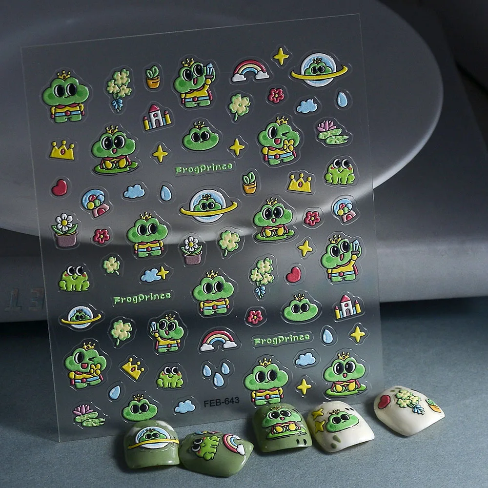 Cartoon Frog Nail Art Decals 3D Manicure Applique Nail Stickers for Nail Decoration FEB-643