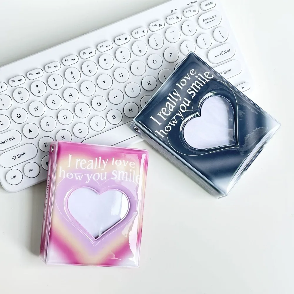 2025 المتفجرة الأصلية Ins نمط أسود وردي خافت الحب التدرج 3 "بولي كلوريد الفينيل لوحة واحدة بولارويد مروحة ألبوم بطاقة صغيرة كتاب