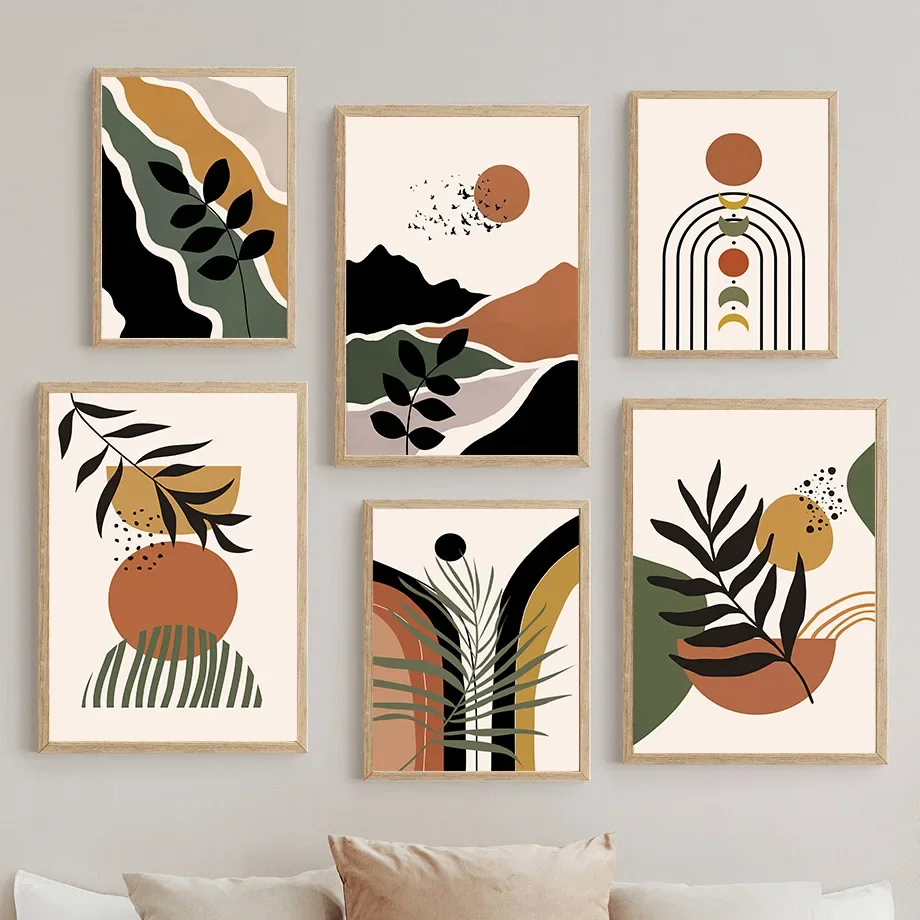 يترك خط الشمس الهندسة المشهد الشمال جدار الفن الملصقات والمطبوعات معرض قماش اللوحة صورة لغرفة المعيشة ديكور المنزل