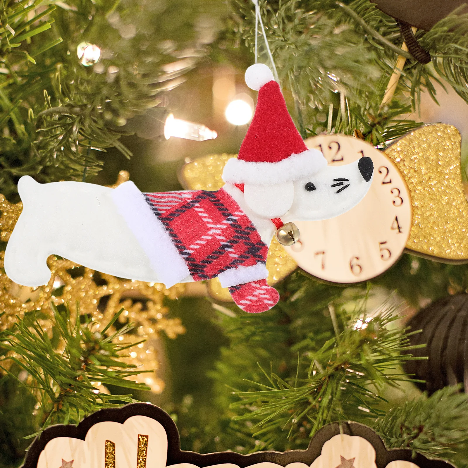 

Adorable Wiener Dog Xmas Ornament Hanging Christmas Decoration for Tree Fireplace Party Event Whimsical Badger Dog Design