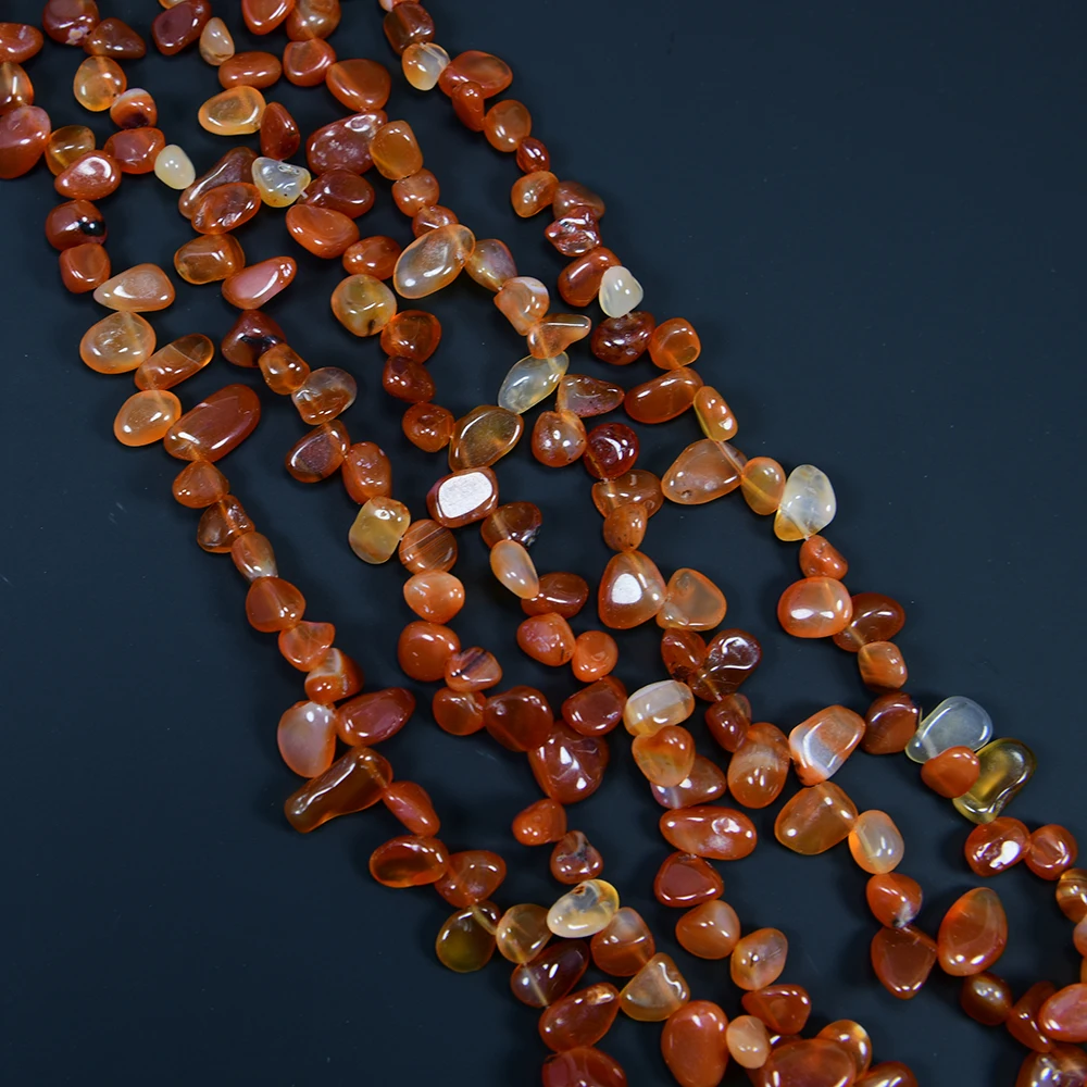 APDGG 5 Strands Natural Carnelian Red Agate Polished Top-drilled Freeform Nugget Loose Beads 15.5" Strand Jewelry Making DIY