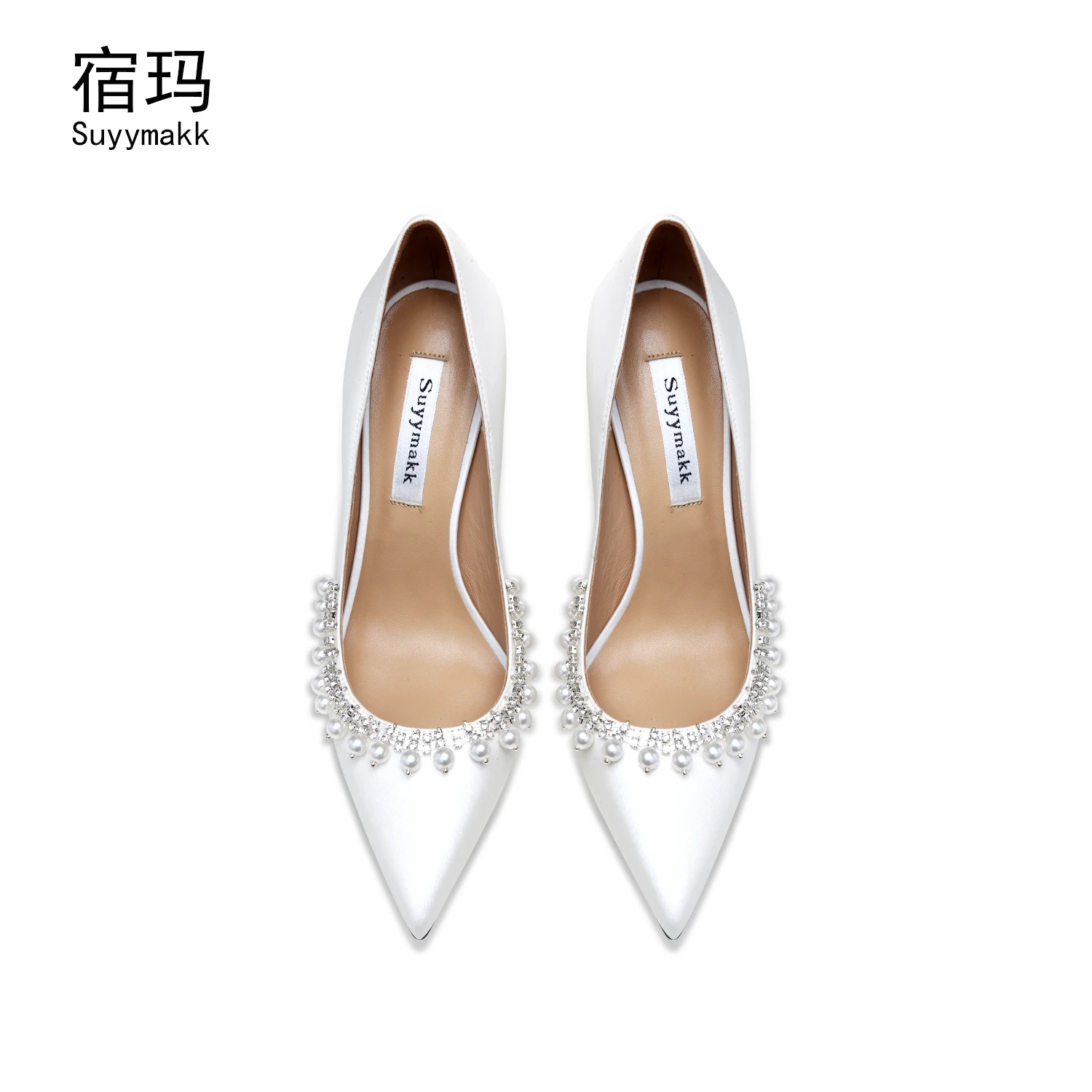 Shoes For Women luxury 2025 New White Bead String High Heels Fashion Pointed Toe Sexy Wedding Pumps Prom Ladies Shoes Women