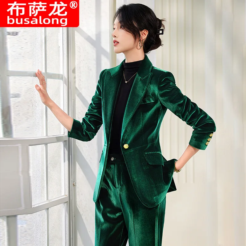 High-end Velvet Suit for Women2024Autumn Winter New High-end Professional Fashionable Elegant Capable Suit