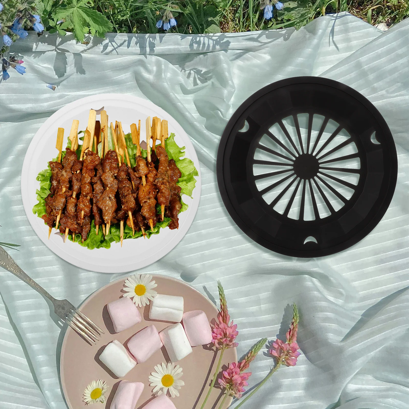 

10pcs Round Drain Basket For Fruit Vegetable Washing Sturdy Plastic Tray Rack Dishwasher Safe Reusable Picnic Bbq Camping