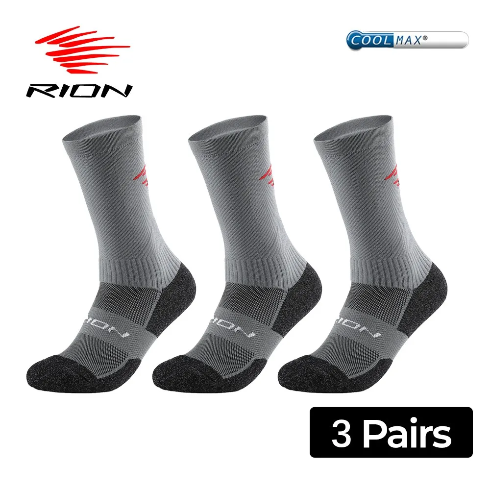 RION Cycling Socks Sports Man Hiking Running Basketball MTB Mid Calf Foot Wear Sets Mountain Bike Bicycle Gym Moisture Wicking