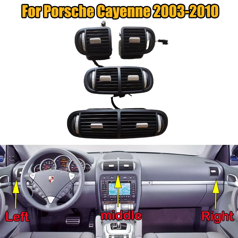 Car Instrument Panel Air Outlet Front And Rear Air Conditioning Outlet Assembly Accessories For Porsche Cayenne 2003-2010