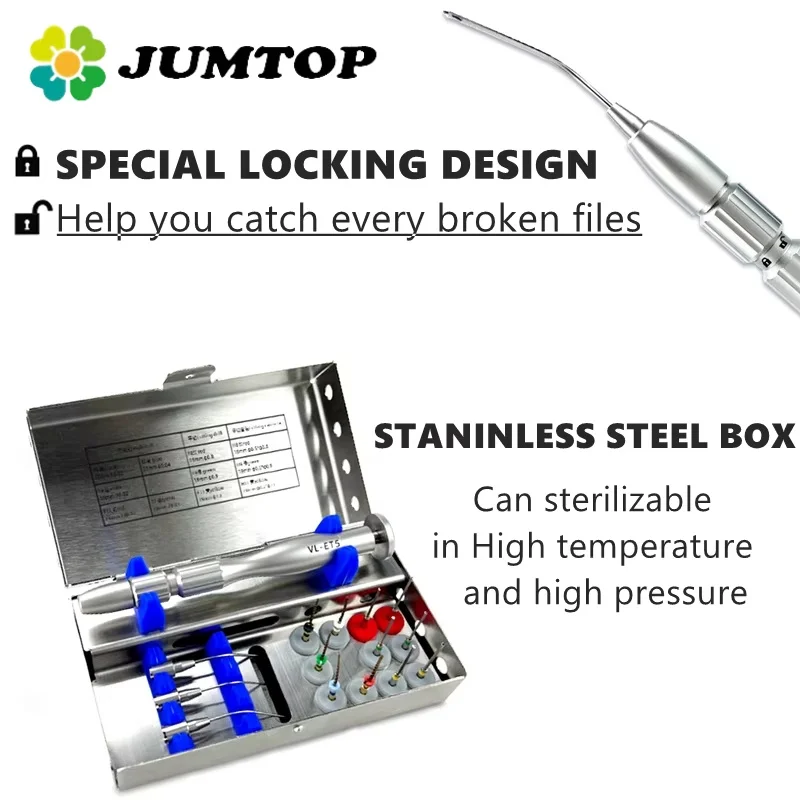 JUMTOP Dental Root Canal File Extractor with Special Locking Design Broken File Removal System Kit