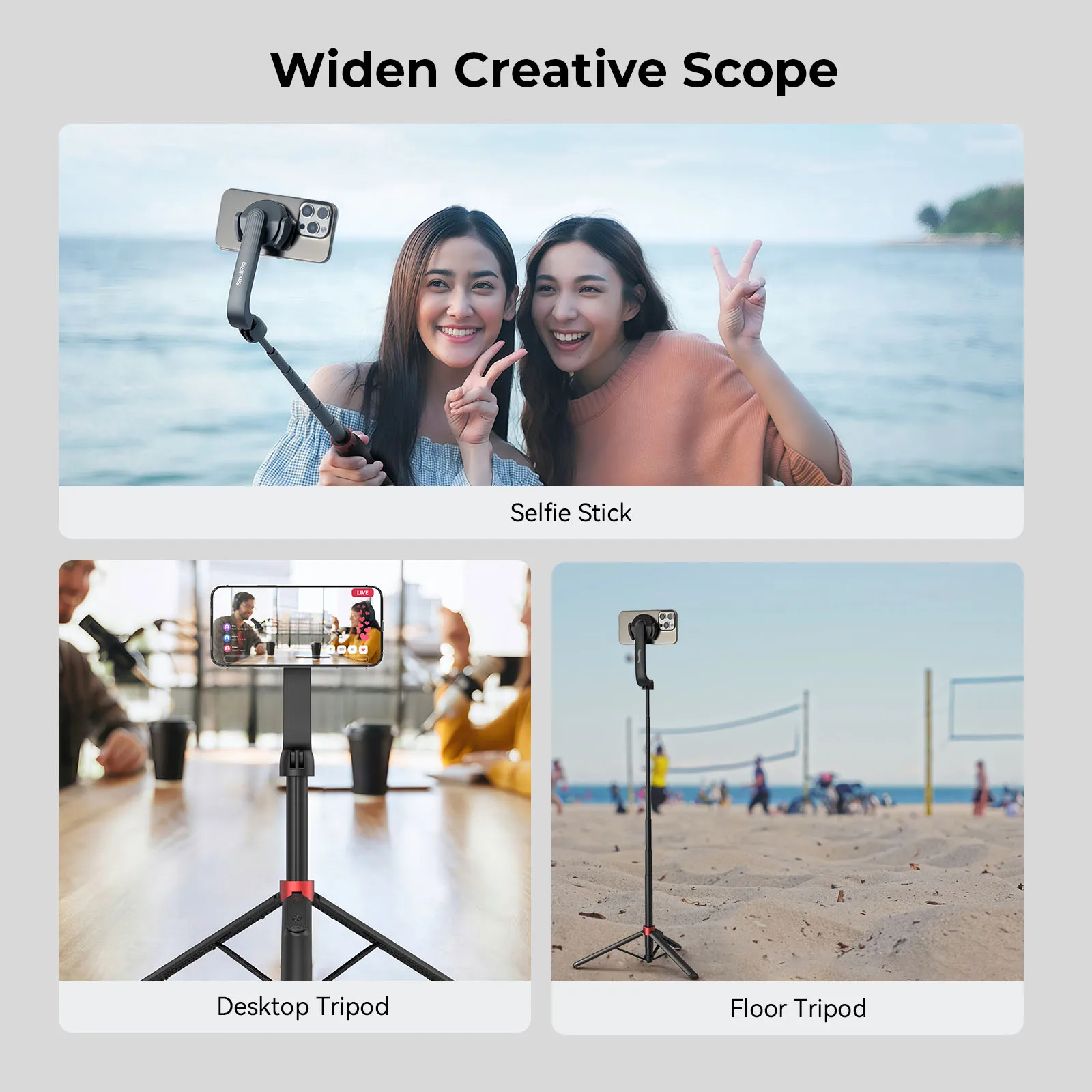 Suporte de tripé de telefone magnético SmallRig com controle remoto, vara selfie portátil, Magsafe para iPhone 12 13 14 15-4731, ST-25 Pro