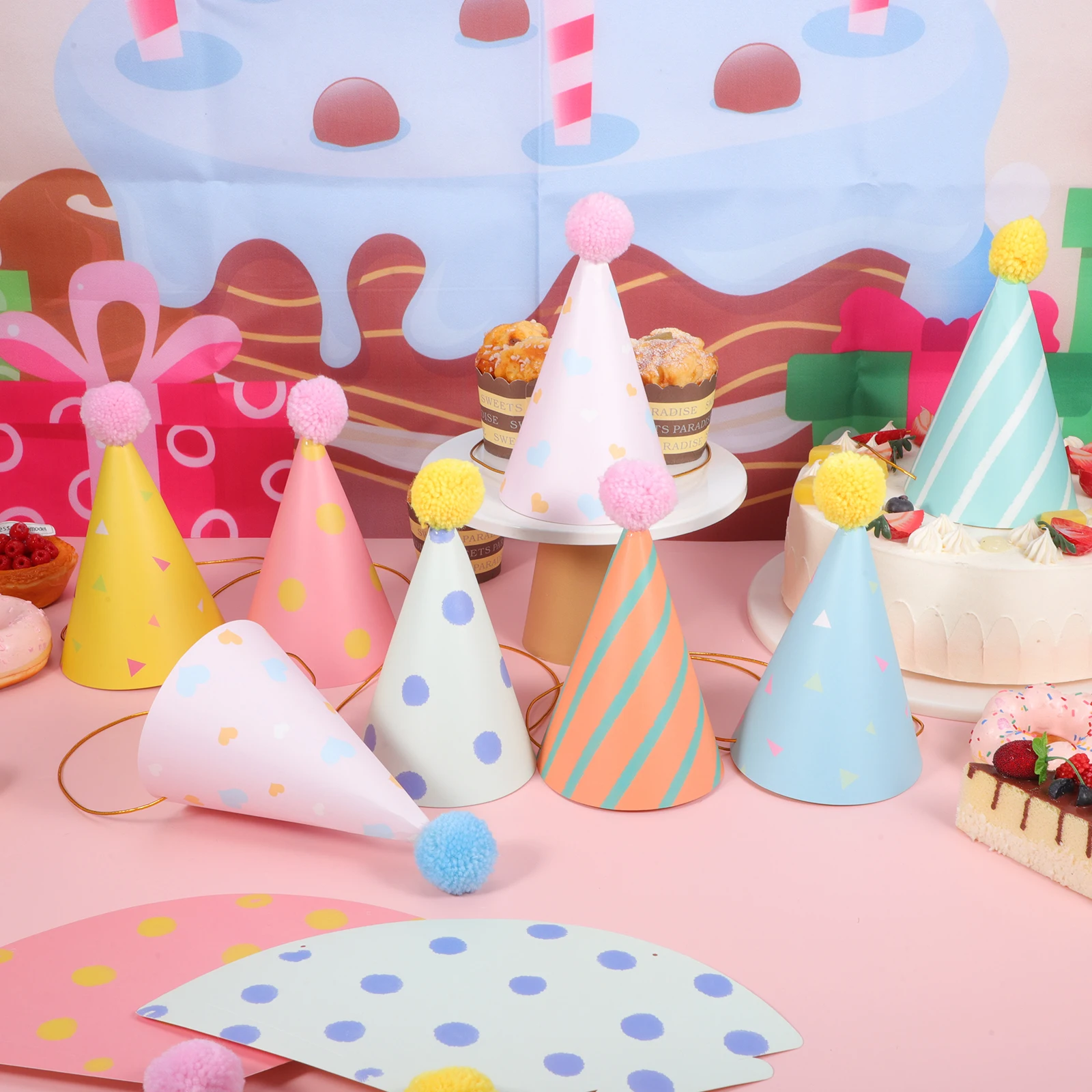 

16 Pcs Birthday Hats Paper Cone Fun Festive Party Decorations for Adults Kids Photo Props Reusable Holiday Gatherings