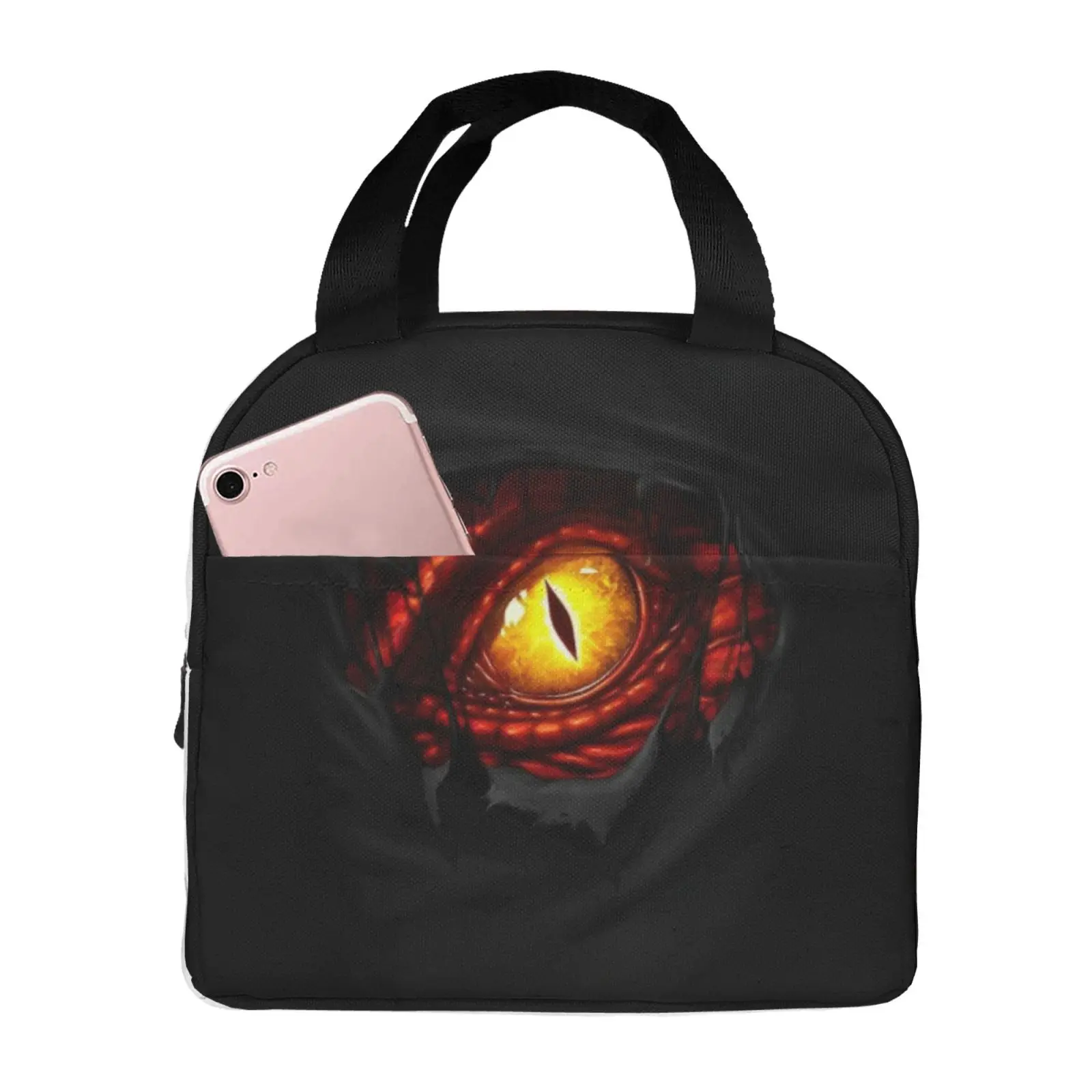 Bolsa de almuerzo con aislamiento de ojos del dragón malvado, la pesadilla antes de Navidad, refrigerador térmico portátil, caja de almuerzo, contenedor, bolsas de mano