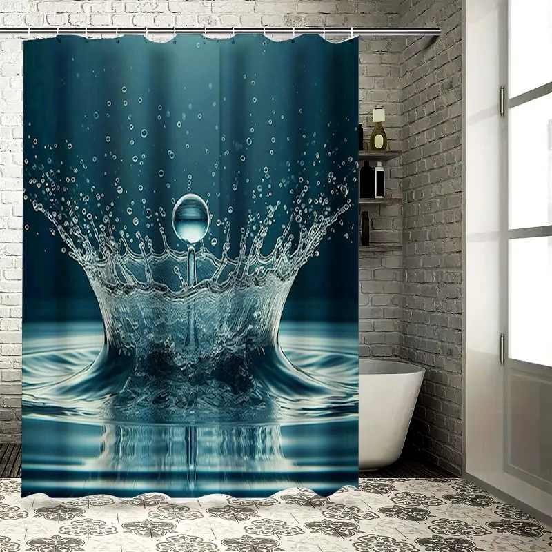 

Занавеска для душа с эффектом брызг, дизайн с каплями синей воды, водонепроницаемый декор для ванной комнаты, настраиваемые варианты размера, доступны для покупки o
