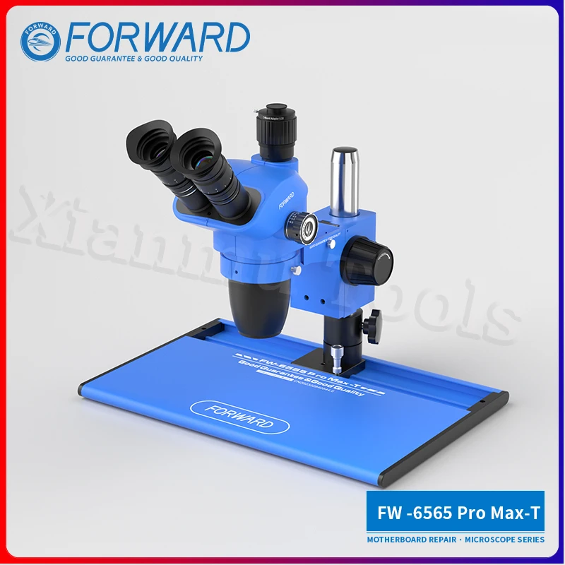 

FORWARD FW-6565 ProMax/ProMax-T 3D стереомикроскоп 6,5-65X зум Регулируемый светодиодный светильник CTV для ремонта пайки печатных плат
