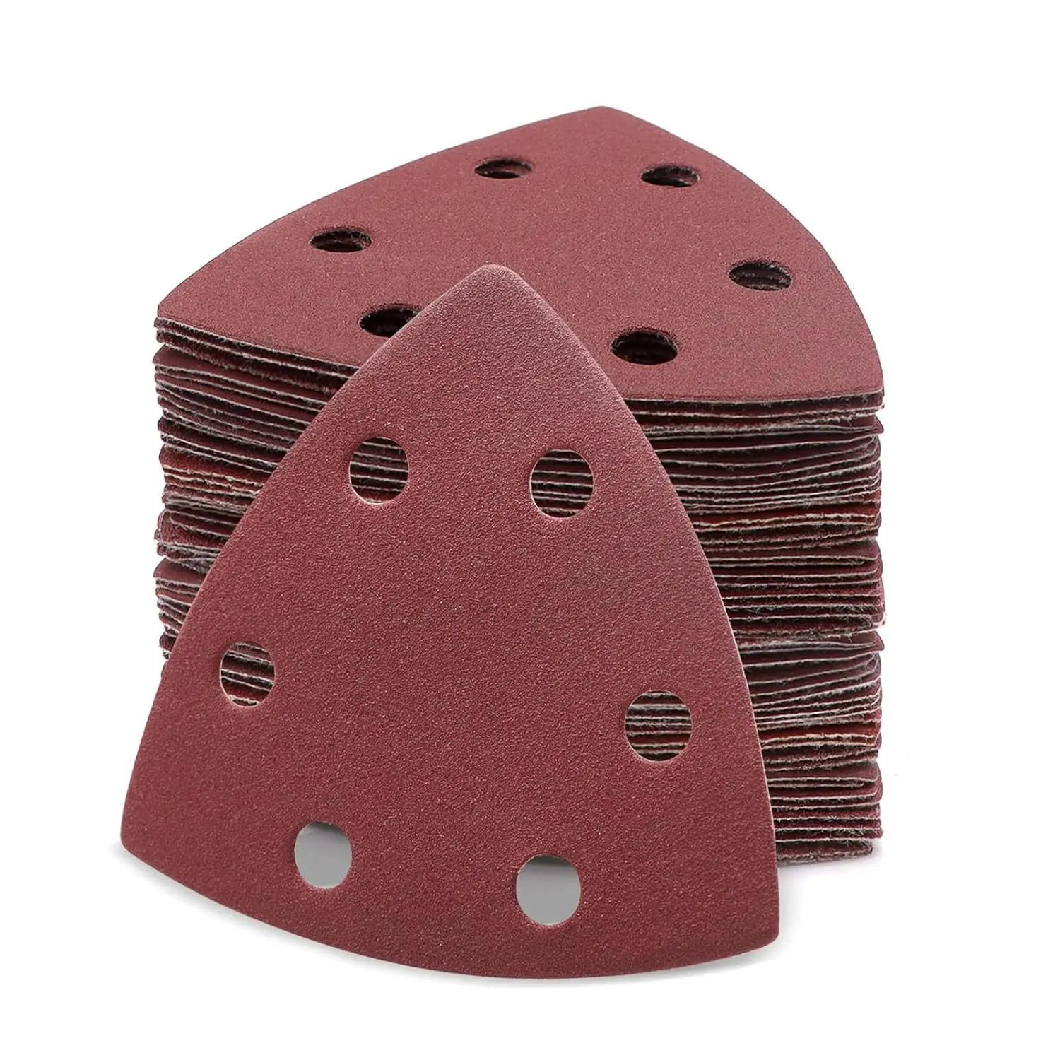 

60Pcs Triangle Sanding Disc Hook &Loop 40-320 Grit Oscillating Sandpaper 90mm 6 Holes Fit 3-1/2 Inches Multi Tool Detail Sander