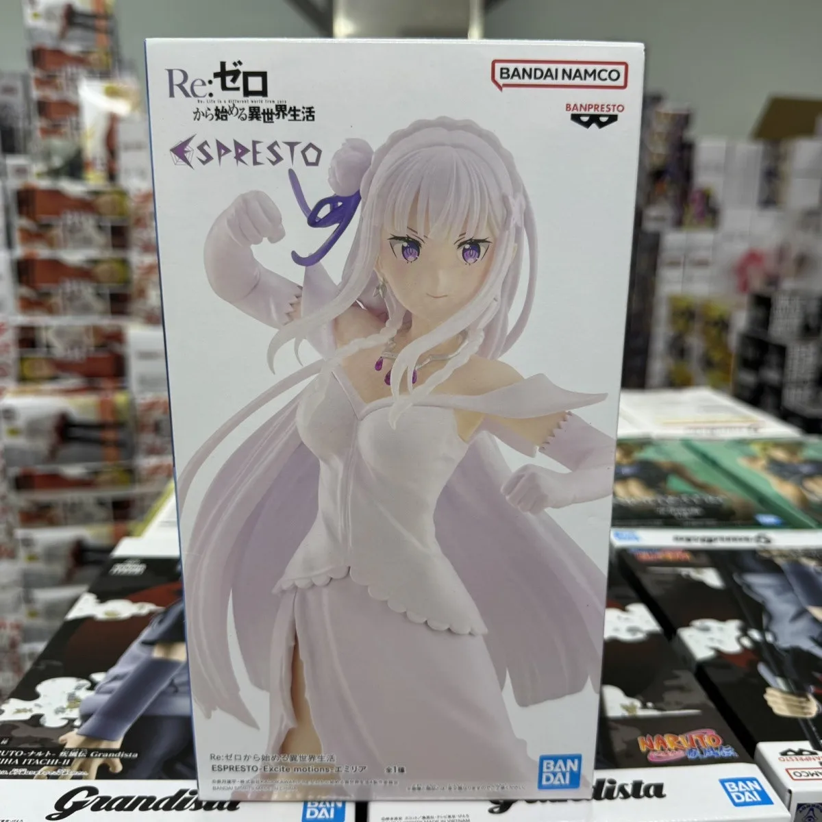 Original Banpresto Espresto Re Zero Emilia Excite Motions Ver. PVC Action Figure Bnadai Collectible Figurine