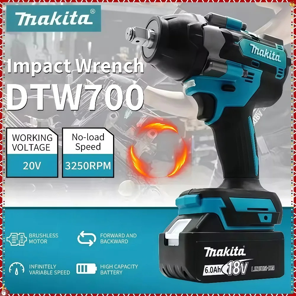 

2026 Makita DTW700 18V Brushless Cordless Impact Wrench, High Torque Electric Power Wrench for Heavy Duty Work, Free Shipping