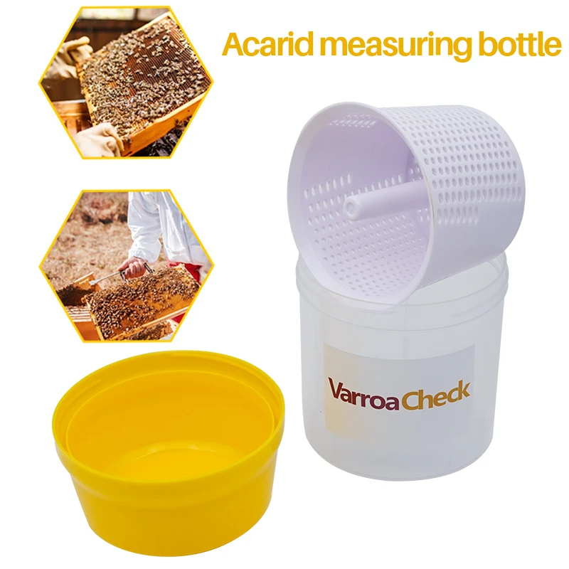 Beekeeping Varroa Mite Monitoring Check Bottle Mite Detection Boxs for Beekeeper Tools Apiculture Mite Removal Tool 1Pcs