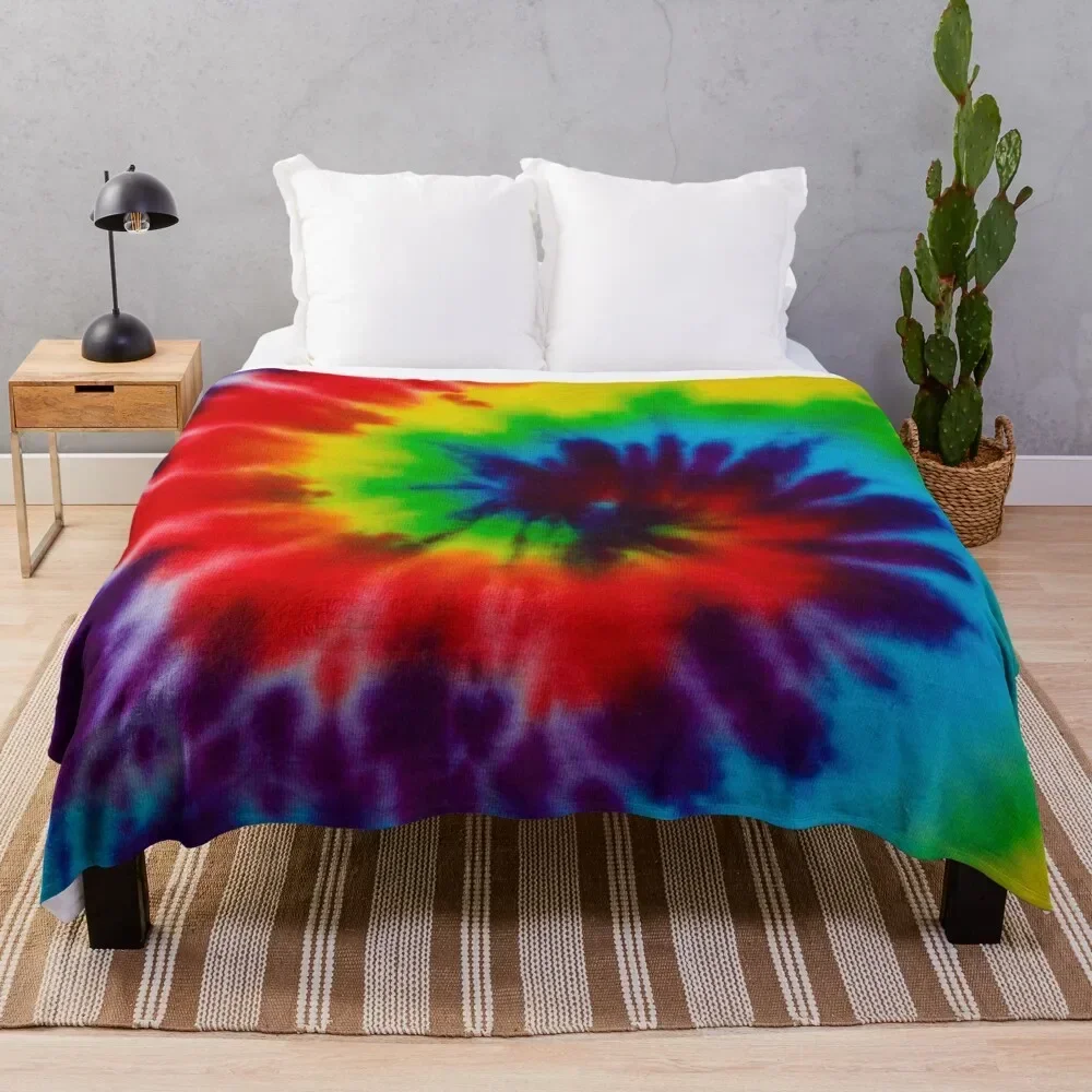 

Tie dye rainbow multi color splash pattern Throw Blanket Retros Furrys cosplay anime Blankets