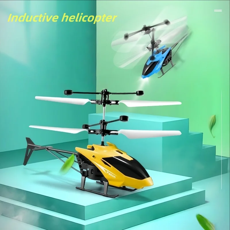Induction Two-Way RC Helicopter Rechargeable, Anti-Drop Electric Luminous Aircraft Model for Indoor Hover