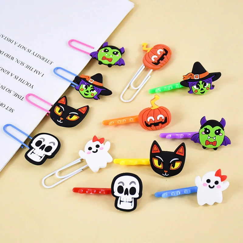 6/40pcs Halloween Gifts Toys Slap Bracelet Witch Skeleton Pumpkin Ghost Key Chain Party Kid Hairpin Ring Birthday Favor Supplies