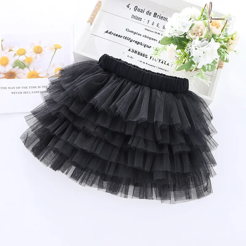 Baby Girls Tutu Skirts Black Fluffy Toddler Tulle Princess Ball Gown Pettiskirt Ballet Dance Kids Party/birthday Skirts 2-6T