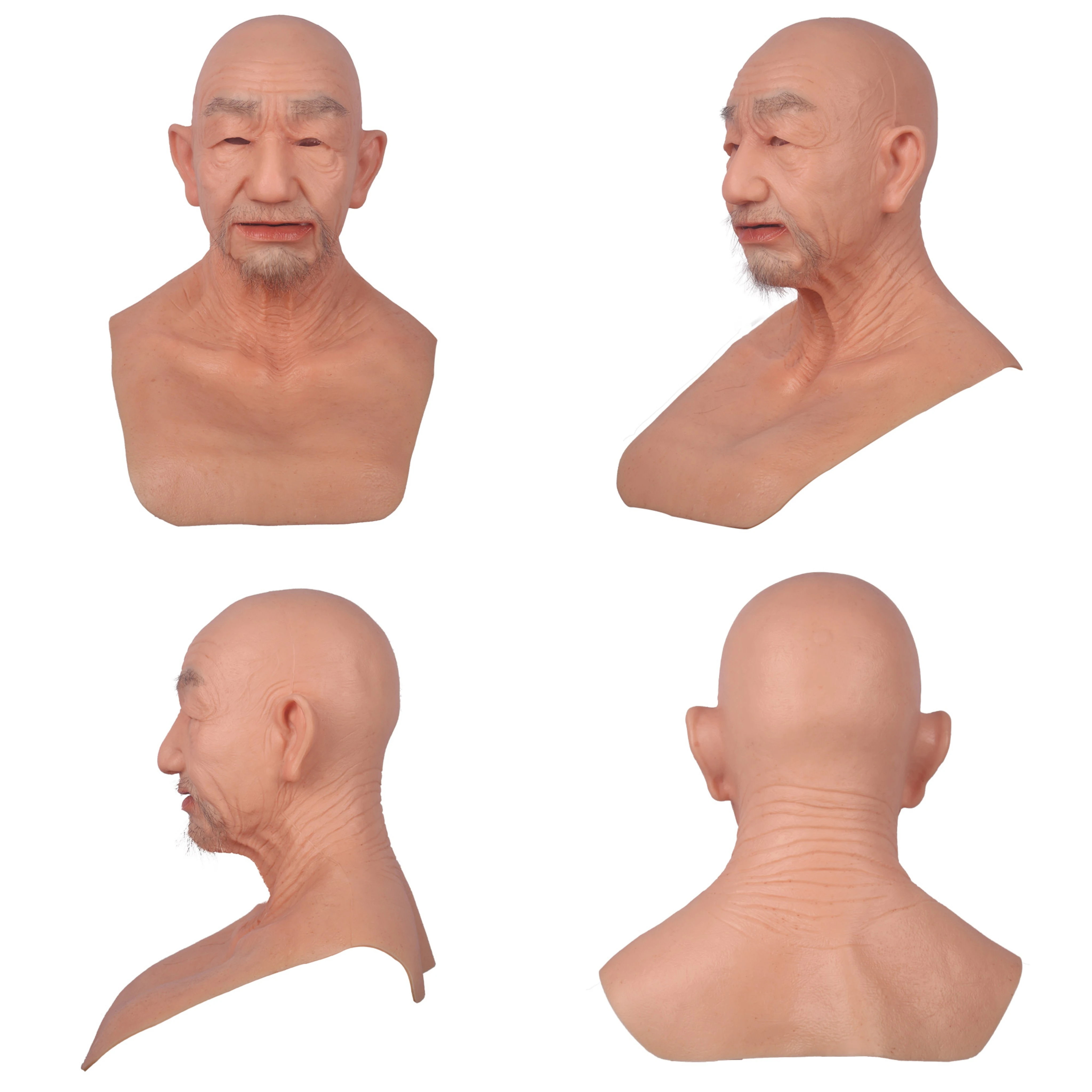 Silicone Old Man Mask Realistic Silicone Full Head Face Mask Party Prop Cosplay Male Hood Headwear for Halloween Cosplay