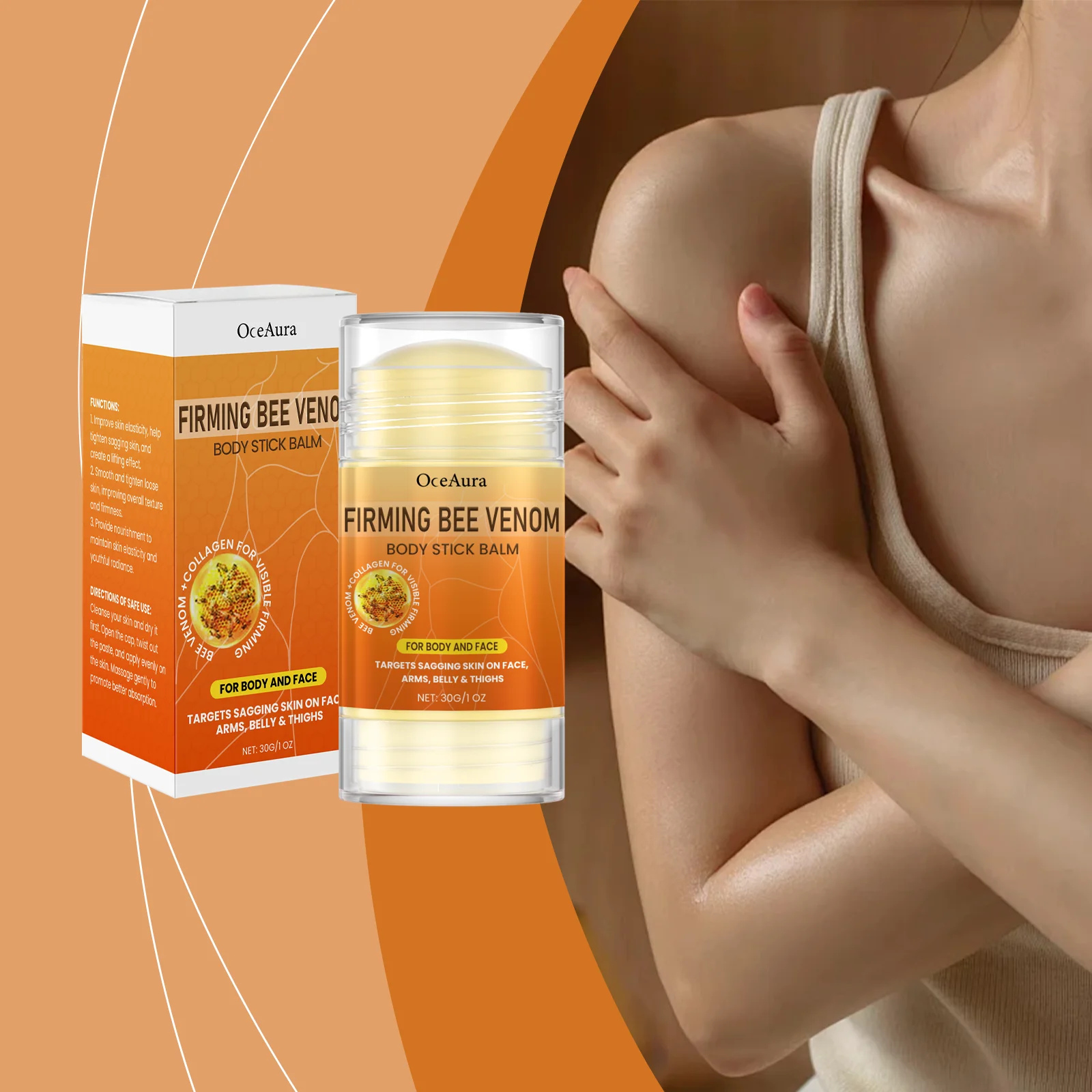 

Firming Bee Venom Body Stick Balm Anti Wrinkle Firming Lifting Nourishing Maintaining Skin Elasticity and Youthful Radiance