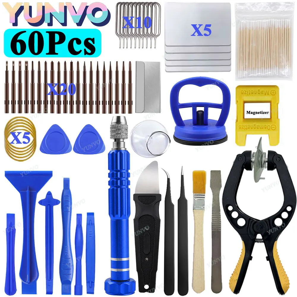 60x Mobile Phone Repair Tools Screwdriver Tablet Battery Disassembly Screen Opening Dust Cleaning Disassembly Set Small Pentagon image 4