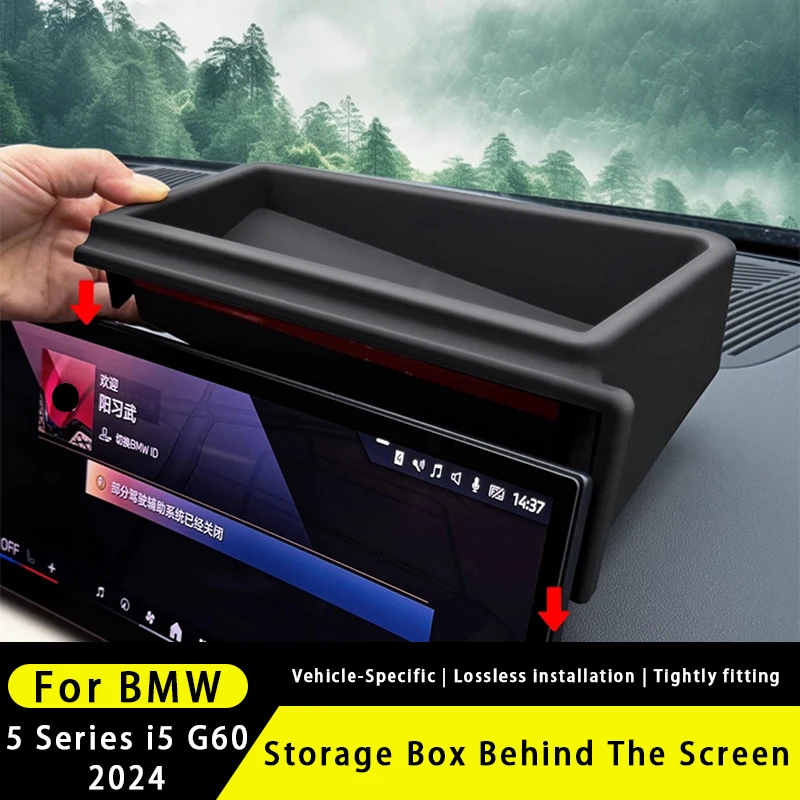 For BMW 5 Series i5 G60 2024 Central Control Navigation Behind Screen Storage Box Dashboard Organizer Tray Interior Accessories