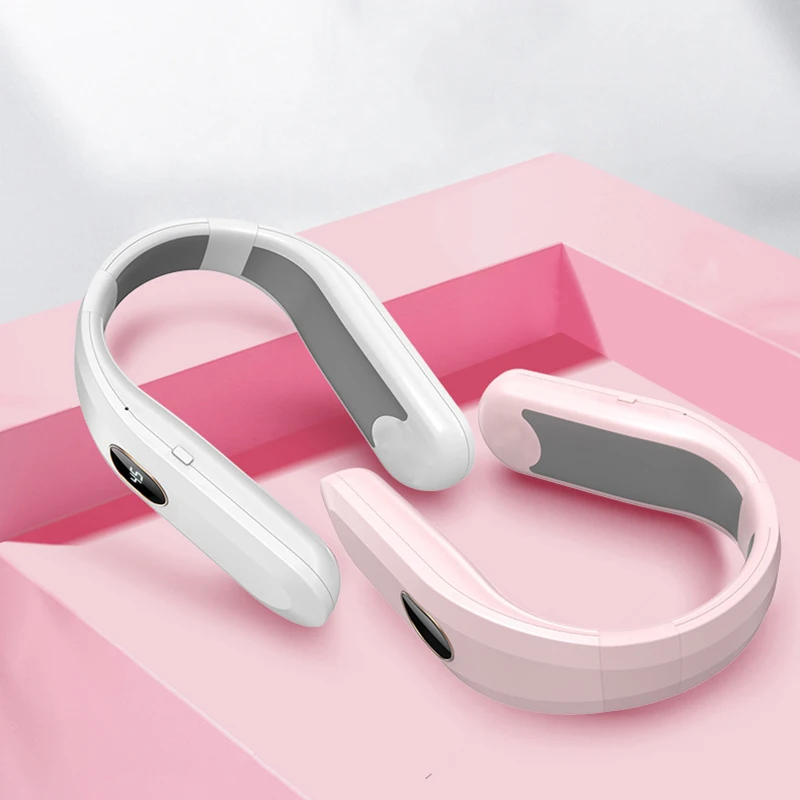 Neck Warmer Winter Portable Protector Halter Powerbank Bladeless Silent Rechargeable Wearable Neckband Fan LED Display Heater
