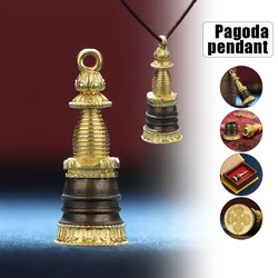 Tibetisch-buddhistische Statue Pagode Messing Stupa Turm Buddhismus Skulptur Anhänger Charms Handwerk Dekor Kupfer Gadangta Pagode