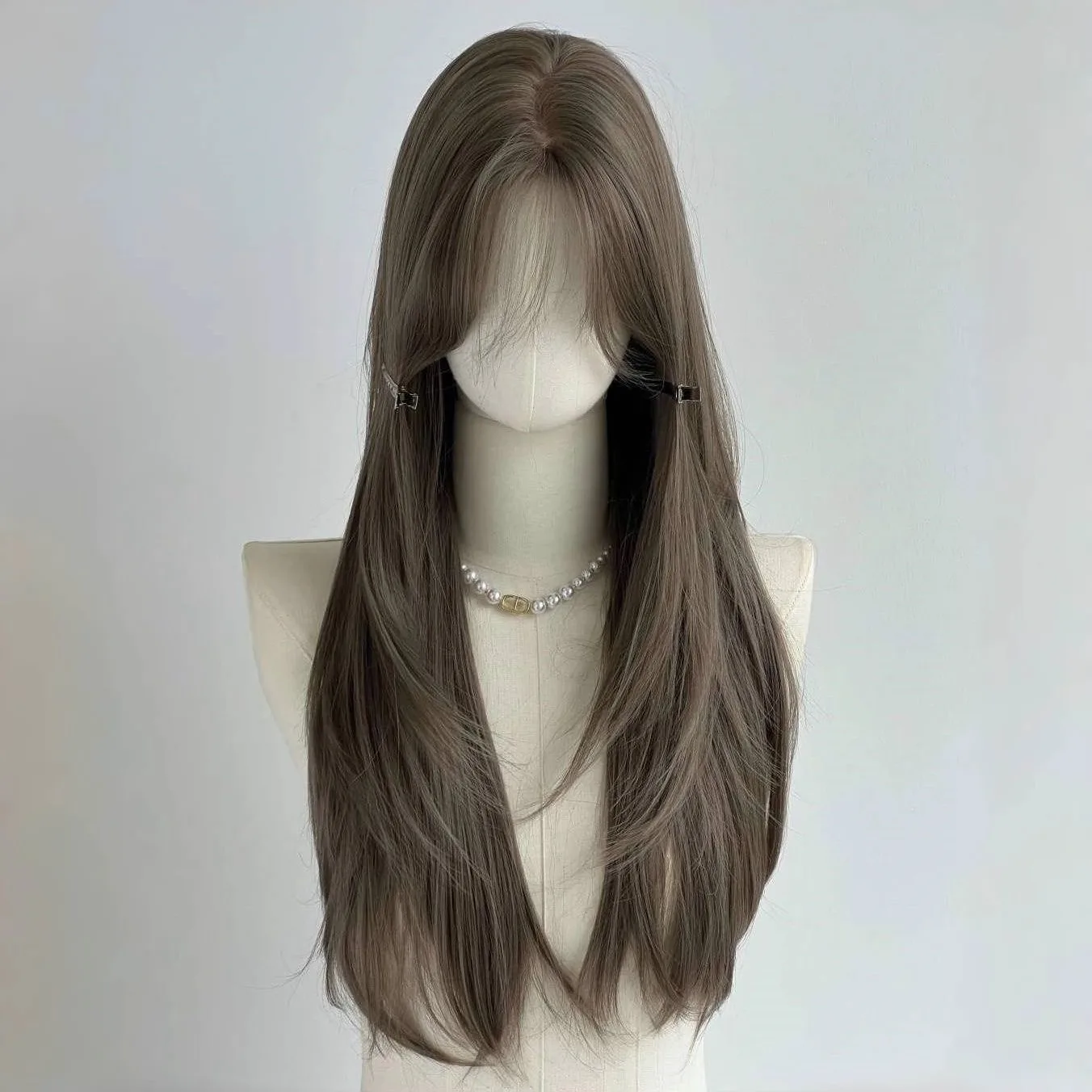 LuxuriouslySilky Wig Smoky Ashen Chocolate Wig ExtraVoluminous Layered Straight Wig FullHead Elegant Luxurious Hairpiece