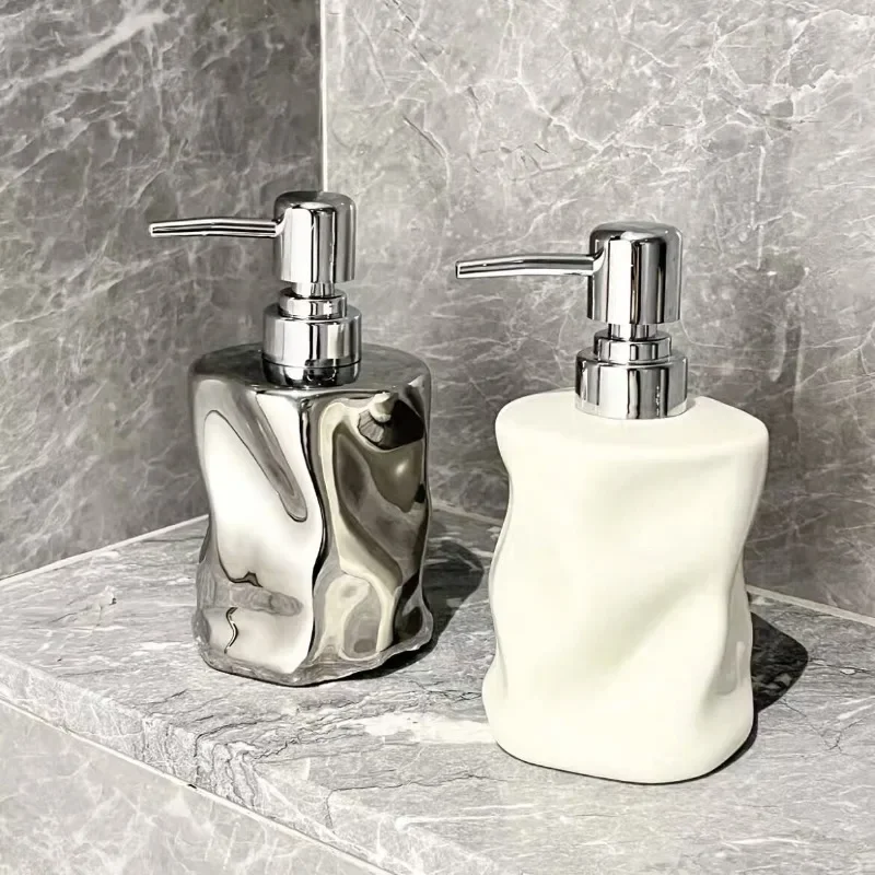 Irregular Ceramic Lotion Bottle Press Hand Sanitizer Dispenser Bottle Body Wash Shampoo Soap Dispenser Bathroom Accessories Gift