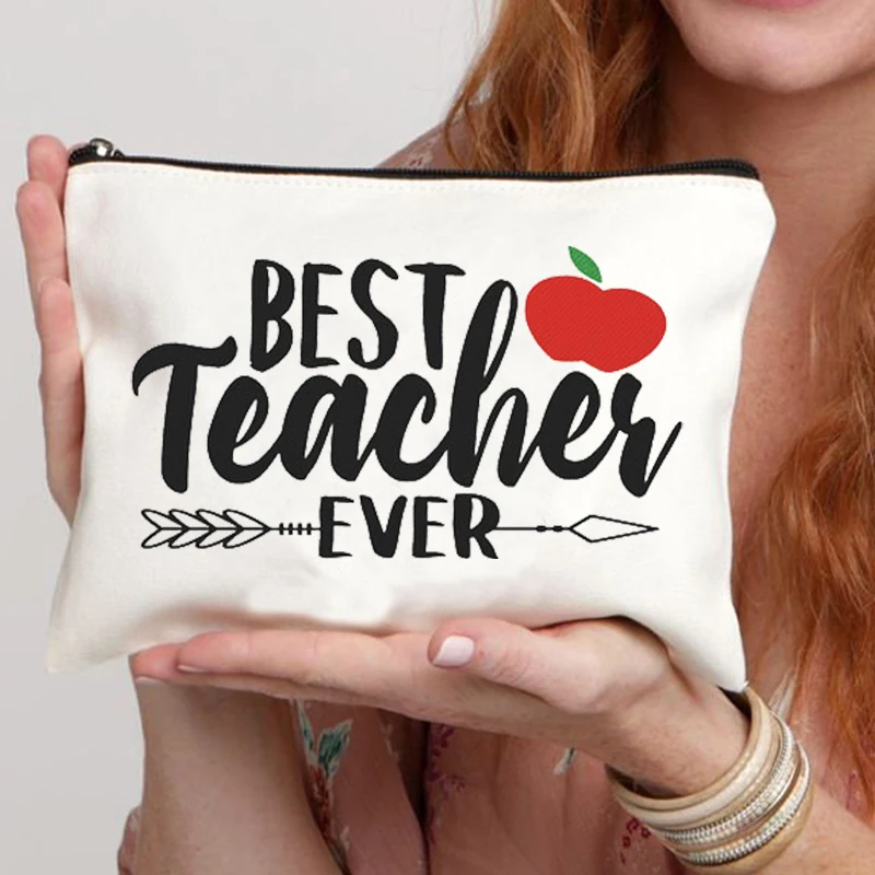 Best Teachers Ever-bolsas de maquillaje con estampado para mujer, bolsa de maquillaje diseñada para regalo favorito del profesor, Kit de aseo necesario para viajar, 2023