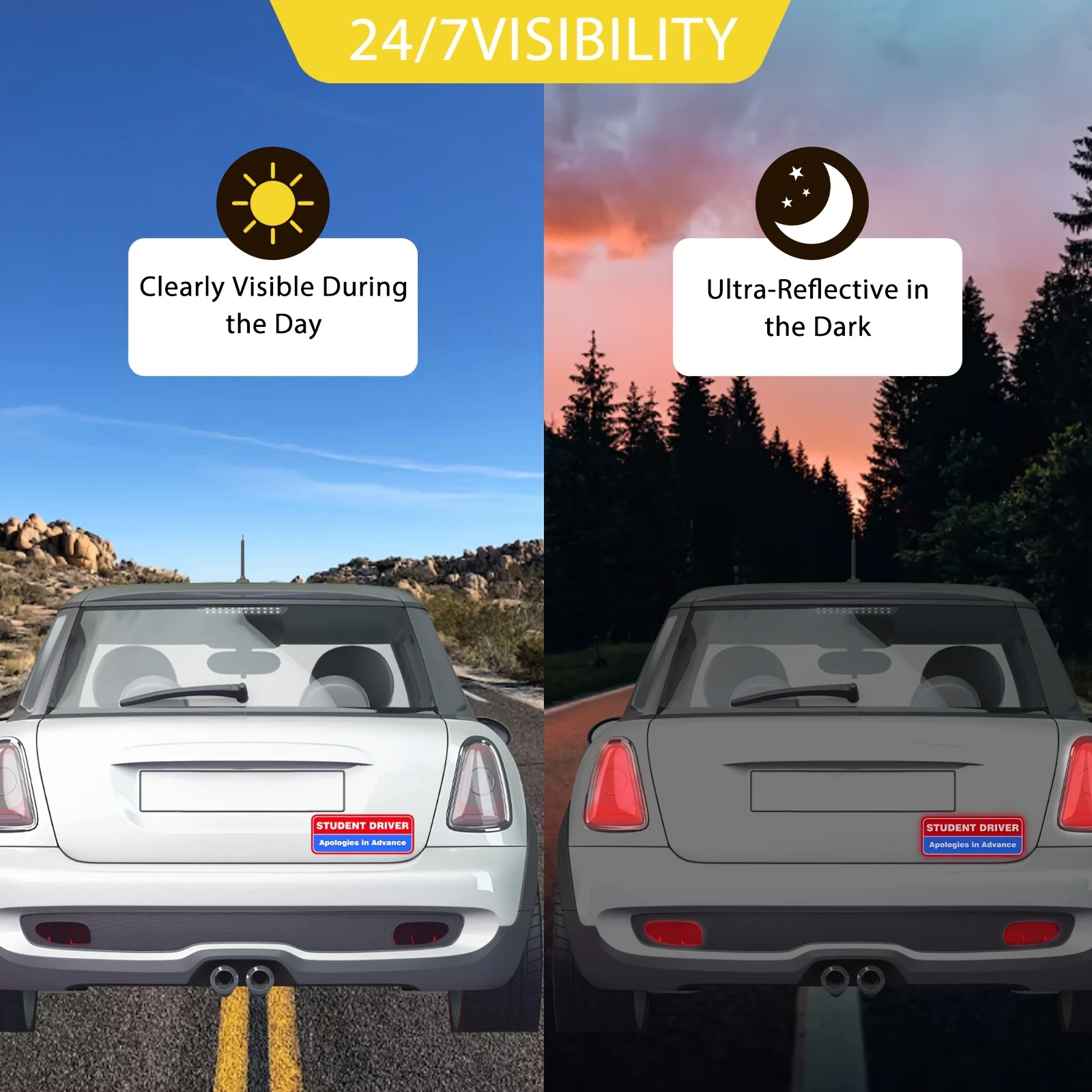 学生ドライバー用車用マグネット、学生ドライバーはお待ちください、磁気反射性の初心者ドライバー用バンパーステッカー