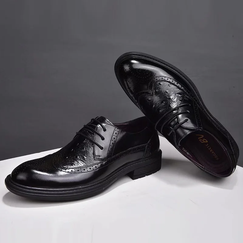 New Men's Flats Shoes Leather The Mens Top Layer Cowhide Business Leather Shoes Business Leather Shoes British Style Men’s Shoes