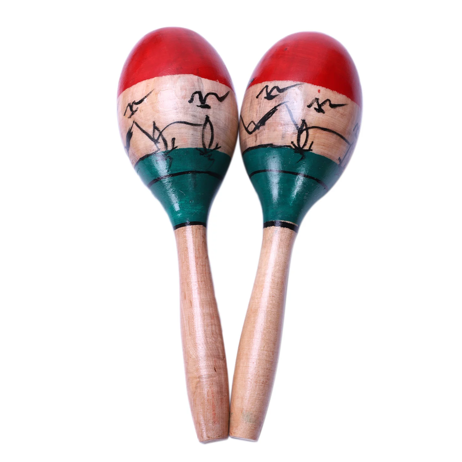 1 Pair Wooden Maracas Durable Large 25Cm Musical Educational Instrument Toy For Children Kids Maraca