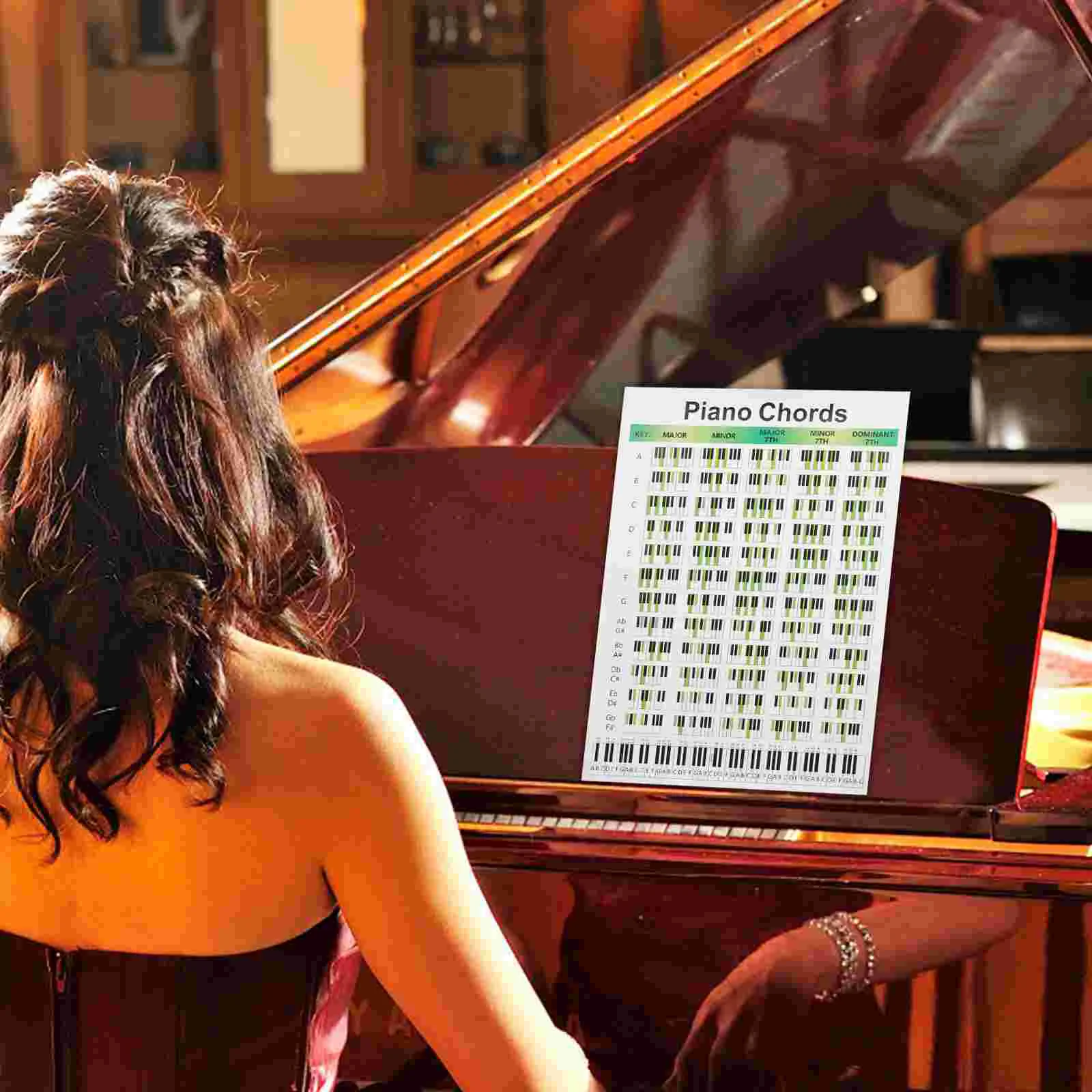 Piano Chord Score Diagram Music Keyboard Chart Poster Book Stickers Practice Students Major Paper for Beginners