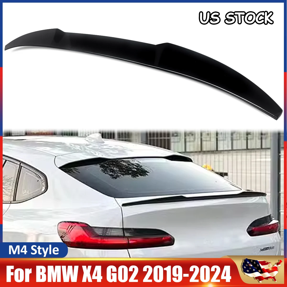 new Magickit Glossy Black Rear Trunk Spoiler Roof Wing Lip For 2019 2020 2021 2022 BMW X4 G02 Automotive Body Kit