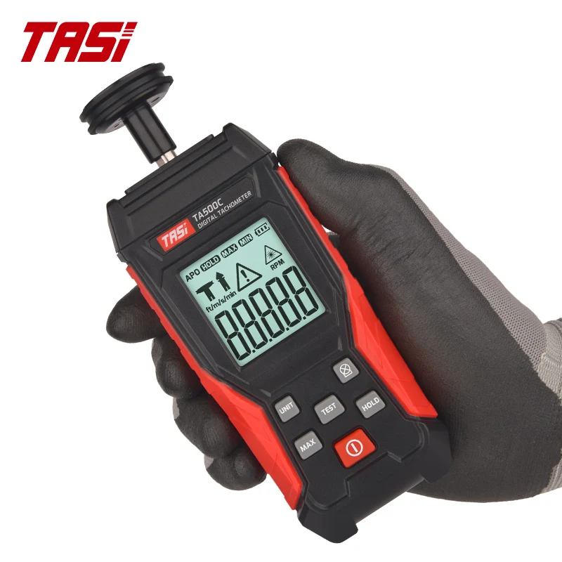 TA500C Digital Laser Tachometer 3~100000RPM Rang Rpm Meter 2-in-1 Contact/Non-contact Tacometro Backlight Unit Switch Speedomet