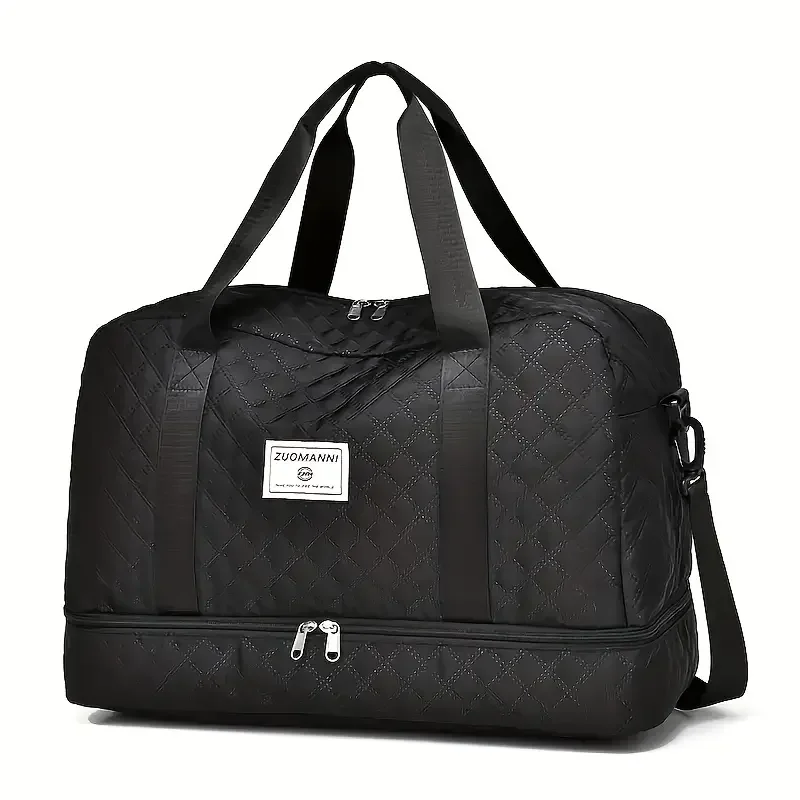 Luxurious Large Capacity Duffel: Versatile Shoulder and Crossbody Tote with Dry&Wet Separation and Dual Side Pockets for Travel