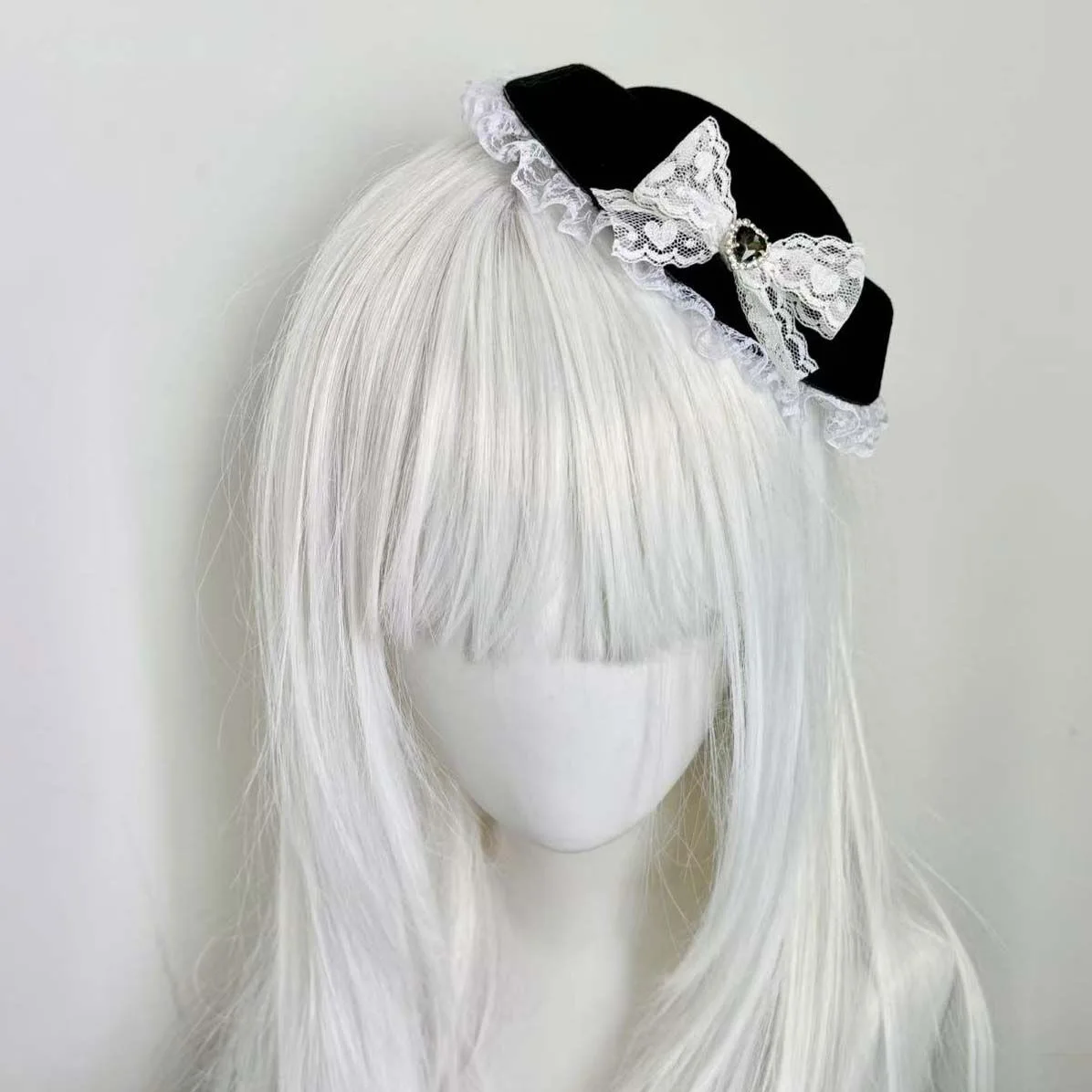 Nieuwe elegante kanten mini hoge hoed haarspeld Lolita kanten strik zoete subcultuur haaraccessoire