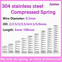 20pcs/Lot 0.3mm Stainless Steel Micro Small Compression Spring OD 2/2.5/3/3.5/4/4.5/5/6mm Length 5mm to 100mm