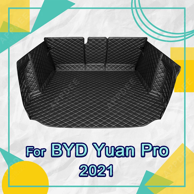 

Автомобильный коврик для багажника с полным покрытием для BYD Yuan Pro 2021, кожаный автомобильный коврик для багажника, подкладка для груза, защитные аксессуары для интерьера