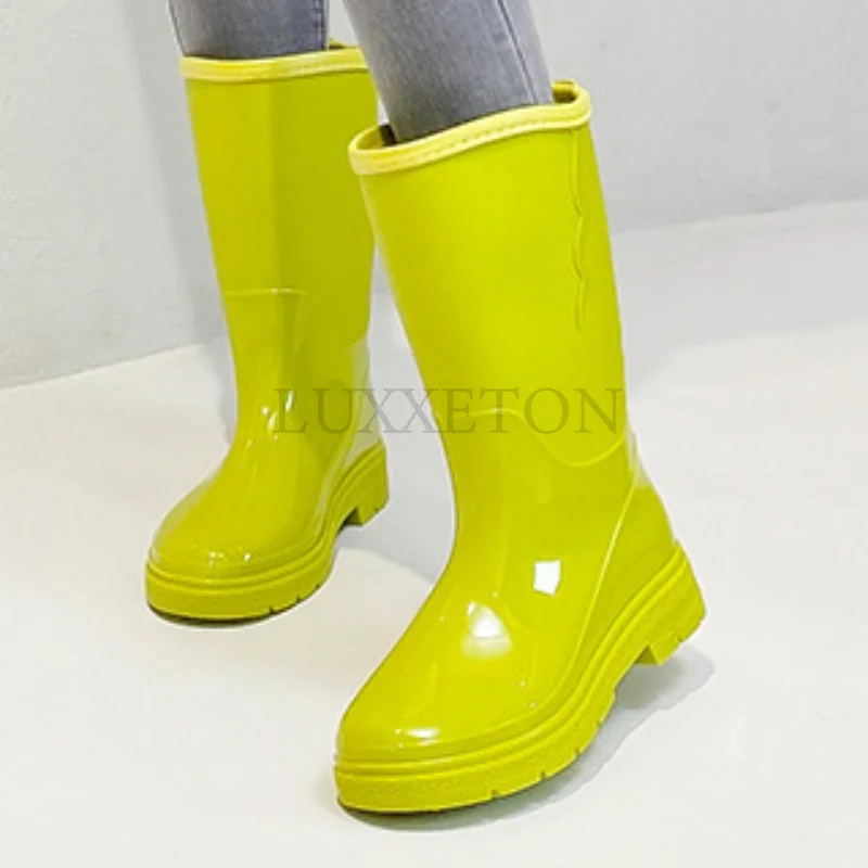 Женские Высококачественные водонепроницаемые сапоги до колена, модные резиновые сапоги, женская обувь, водонепроницаемая обувь