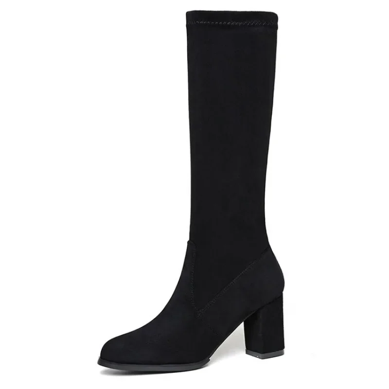Übergrößen-Schuhe für Damen Herbst Winter Damen High Heel Overknee-Stiefel Elastische Kniehohe Stiefel Geeignet für Damen Modische Stiefel – Detail 8