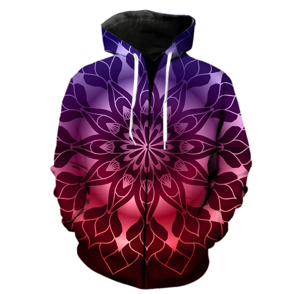 

Mandala Men's Zipper Hoodie Cool 3D Print Teens Oversized Tops Funny 2022 Hot Sale With Hood Jackets Fashion Casual Spring Women