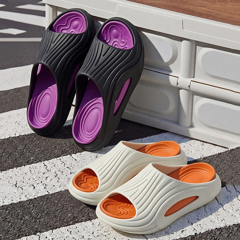 

Fashion Thick Bottom Air Cushion Slippers Men 2026 Mixed Color Non Slip Platform Running Slides Men Comfortable Beach Slippers