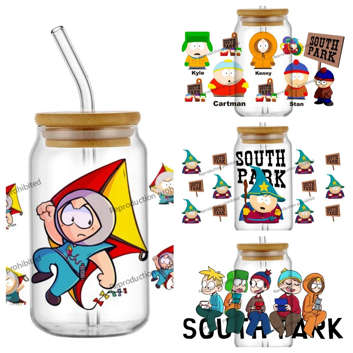 Sul parte uv dtf copo envoltórios para 16 oz à prova dwaterproof água uv dtf transferência adesivo óculos caneca diy dos desenhos animados decalque envoltório