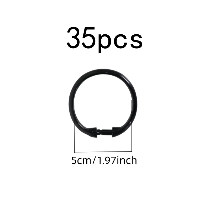 Waterproof Rust Proof O-Shape Drapery Rings 35 pcs, perfect for Moisture Environment, Easy Snap-On Closure